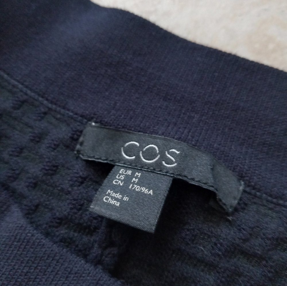 COS A-Line Textured Knit Cardigan Navy M - Picture 8 of 13